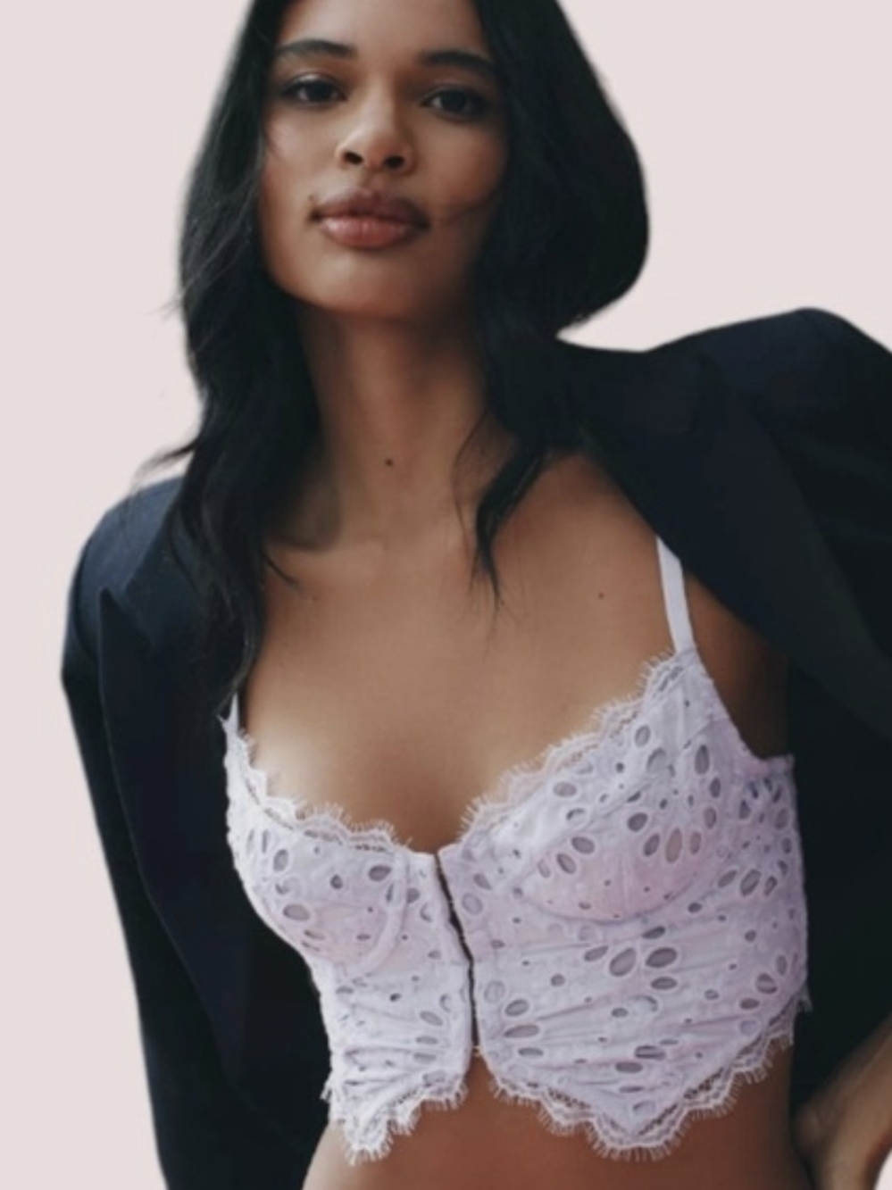 Anthropologie The Giselle Lace Bustier Eyelet Edition Lavender sz S Flirty - Picture 2 of 12